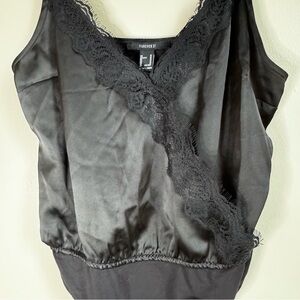 Forever‎ 21 black lace bodysuit adjustable sleeves medium NWT goth fairy whimsy